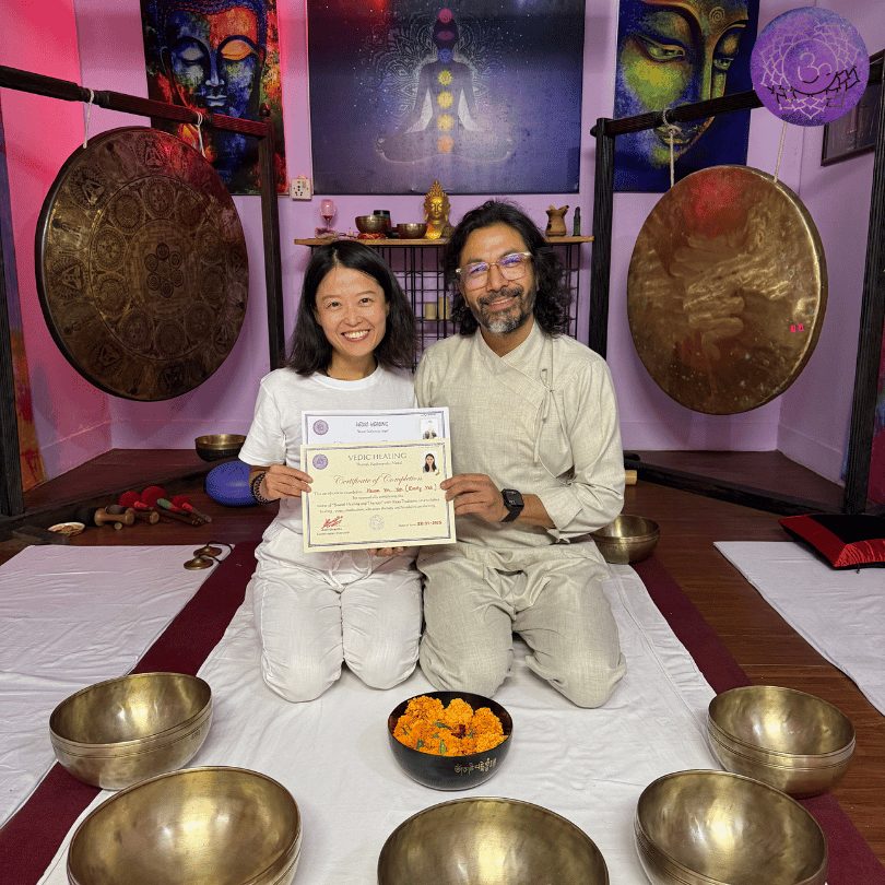 Certificate presentation at a Vedic Healing course