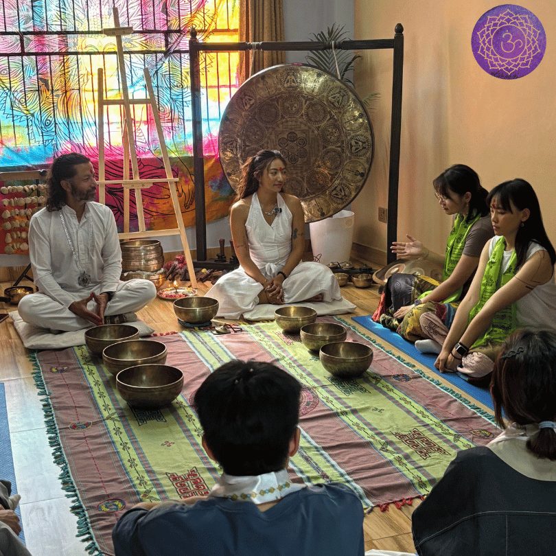 Sound healing class in session