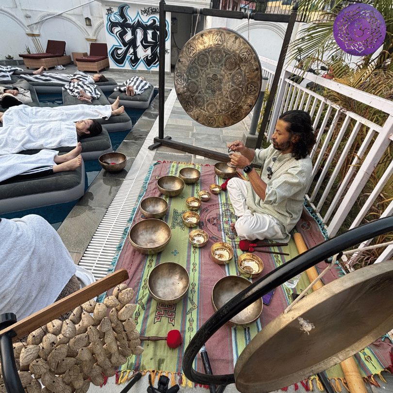Sound therapy session with participants